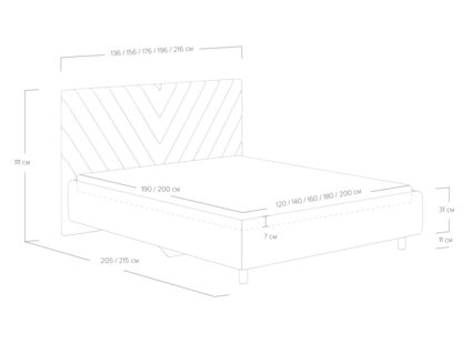 Кровать Сонум Vivien Марсель светло-серый (с подъемным механизмом) 160х200