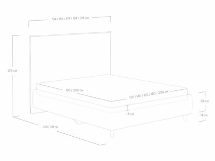 Кровать Сонум Eveline Рогожка Графит (с подъемным механизмом) 200х190