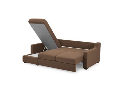 Диван Фиеста Мебель Непал с оттоманкой велюр Vivaldi 23 коричневый Длина 221 см