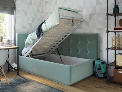 Кровать Nuvola Sabina угловая Velutto 26 (с подъемным механизмом) 180х200