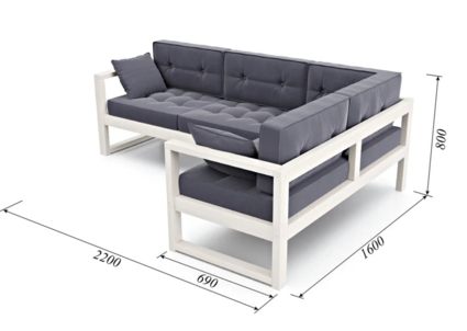 Диван Арско Астер угловой трехместный серый