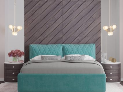 Кровать Nuvola Celeste Velutto 26 (с подъемным механизмом) 200х200