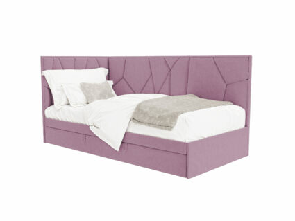 Кровать Beautyson Helga угловая (с ящиком) велюр Formula 392 розовый 243