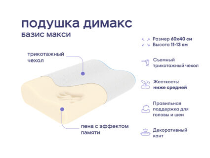 Одеяло Димакс Овечья шерсть всесезонное + подушка Димакс Базис Макси 1427