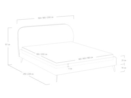 Кровать Сонум Katrin Кашемир Голубой 180х190
