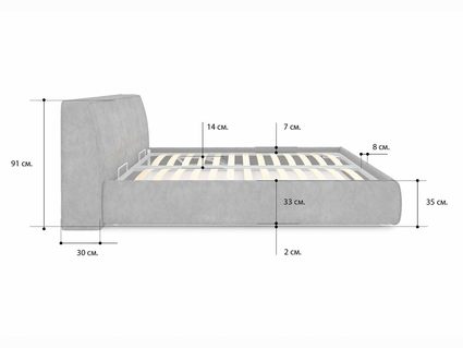 Кровать Сонум Altea Рогожка Пепельная (с подъемным механизмом) 200х200