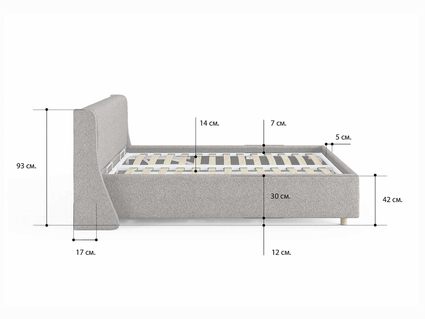 Кровать Сонум Barcelona Рогожка Пепельная 120х200