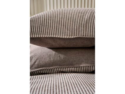 Комплект постельного белья Luxberry ЛЁН И ХЛОПОК белый/коричневая полоса 1,5-спальный