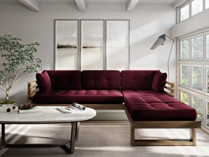 Диван Арско Стоун угловой трехместный бордовый Длина 220 см